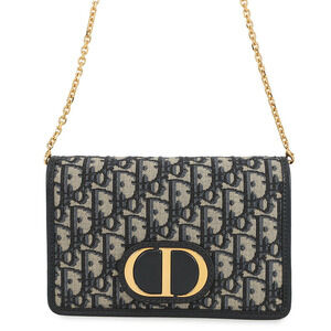 Christian Dior Chain Wallet Oblique Montaigne Clutch Jacquard Canvas